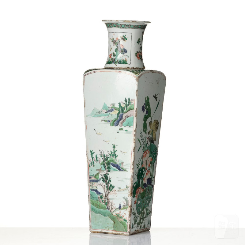 A large famille verte vase, - 图2